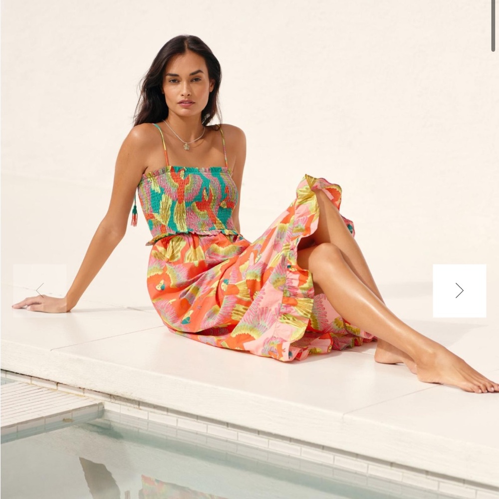 Farm Rio x Anthropologie Smocked Cover-Up Midi Dress